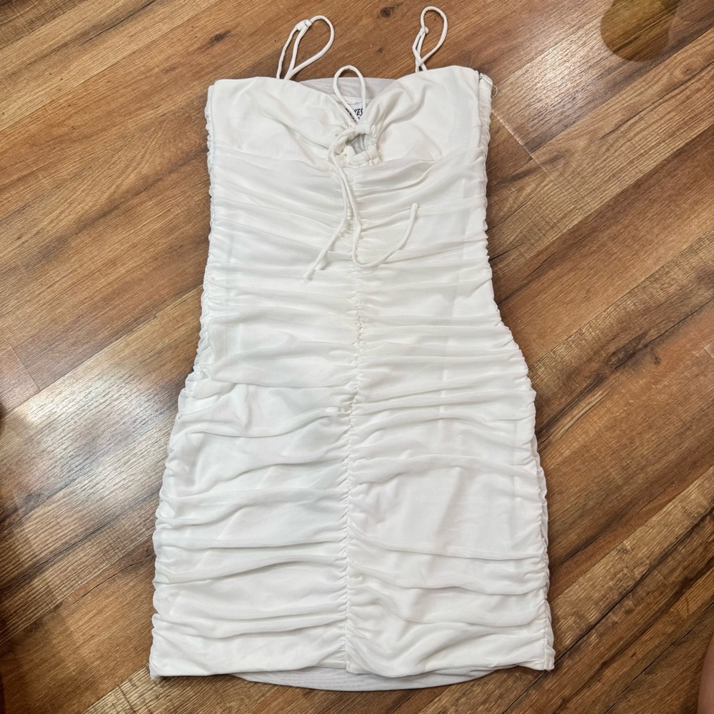 Princess Polly White Ruched Mini Dress - Picture 4 of 6